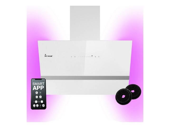 KKT KOLBE Wandhaube Dunstabzugshaube 60cm EASY6005WM RGBW Ambientebeleuchtung Abzugshaube / Abluft / 60cm / Weiß / Glas / LED / Smarte WiFi-App