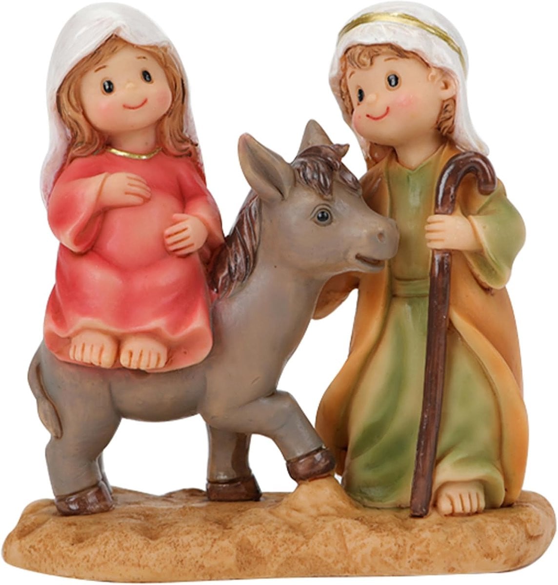 Handgeschilderd Heilige Familie Beeldje voor op tafel in multicolor