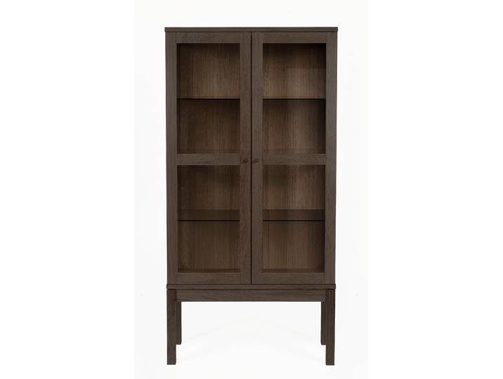 Vitrine HOME AFFAIRE, braun (eiche dunkel), B:88cm H:170cm T:35cm, Schränke, Vitrine, Holzfurnier aus Eiche, Griffe und Füsse aus massiver Eiche, FSC