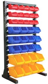 King's Rack Hanging Bin Rack Storage System Heavy Duty Steel Rack Organizer Shelving Unit w/ 35 Plastic Bins in 8 tiers