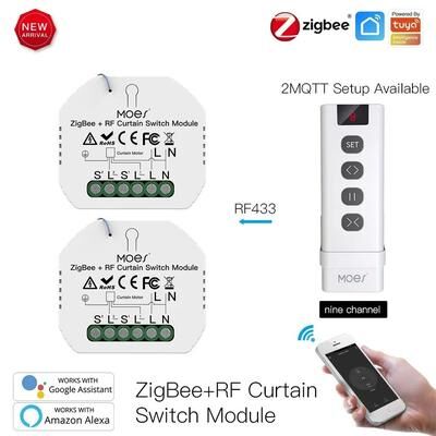 Uplifted Goods Smart Curtain Switch Module With ZigBee And RF Remote Control 2 Module 9 Channel