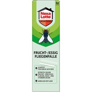 Nexa-Lotte Fliegenfalle Frucht/Essig, transparent zum Ankleben, Klebestreifen, wirkt bis zu 8 Wochen, 4 Stück