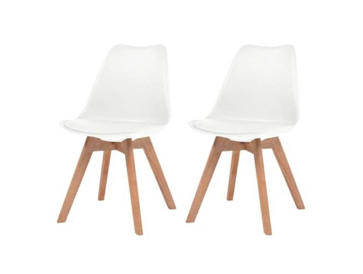 XHNIFBN Esszimmerstühle 2er Set Weiß Schalenstuhl aus Kunststoff Ergonomische Küchenstühle mit bequemem Kunstlederkissen und stabilen Massivholzbeinen für Ihr Esszimmer oder die Küche.