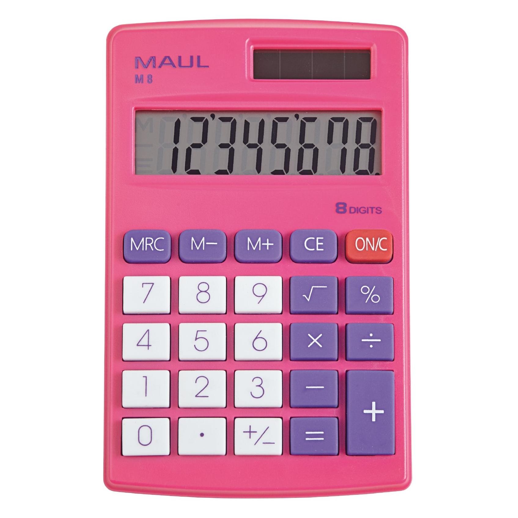 Maul Taschenrechner M8 Pink (Solarenergie) (726122)