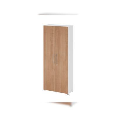 Hammerbacher-Schrank 5OH 34,6cm tief BM Weiß/Nussb.-V4100/W/N/BM