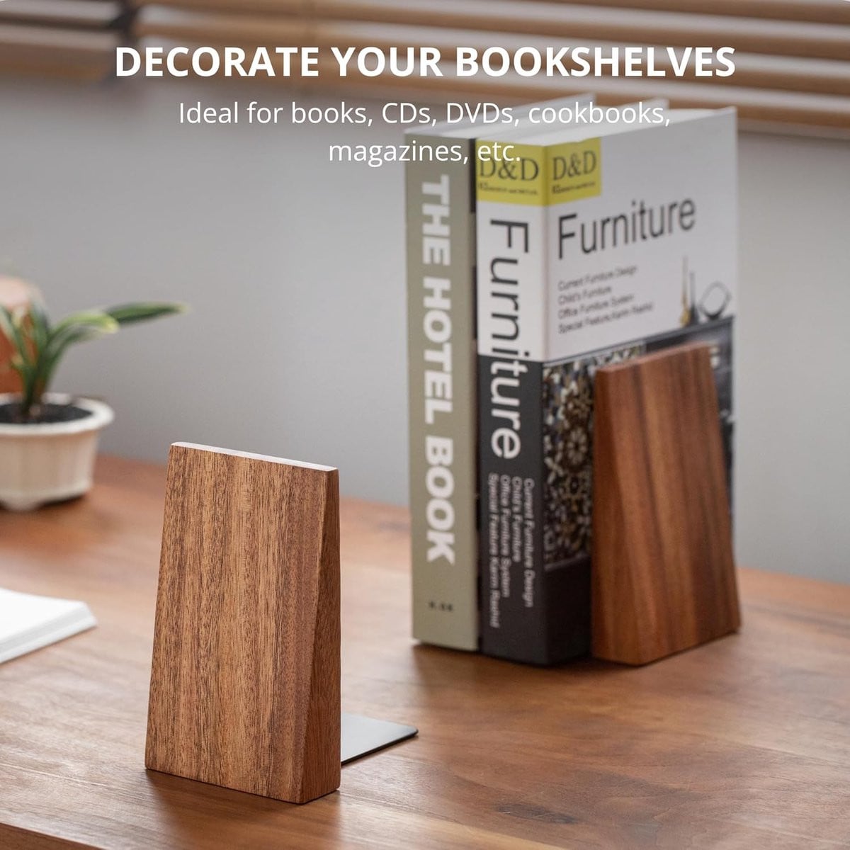 Set van 2 decoratieve houten boekensteunen