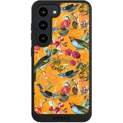 Nivocase Handyhülle für Samsung Galaxy S23 Hülle NIVOpure Case Schwarz Blumen Dschungel Vogel (Samsung Galaxy S23), Smartphone Hülle, Schwarz