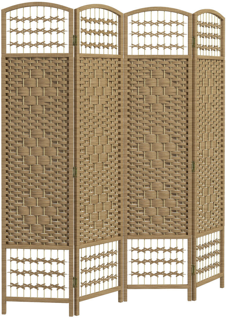 World Menagerie HOMCOM 4 Panel Folding Room Divider, Freestanding Privacy Screen, Natural Natural wood finish 170cm H X 160cm W X 1.5cm D