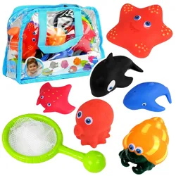 Meerestier-Set zum Baden, Gummi-Angelsieb, 12-tlg.