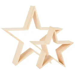 Sterne aus Holz, 24,5 cm und 35 cm, 2 Stück