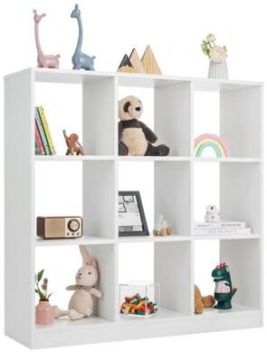 Costway Modern 9-Cube Bookcase with 2 Anti-Tipping Kits for Books Toys Ornaments-White