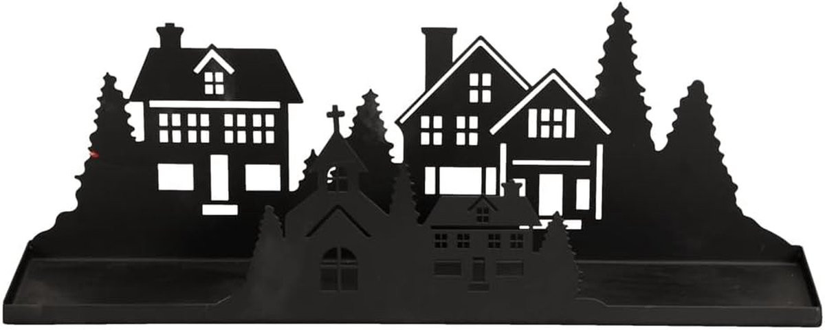 Dienblad Black Town Kaarsenhouder Metaal Zwart 40 cm