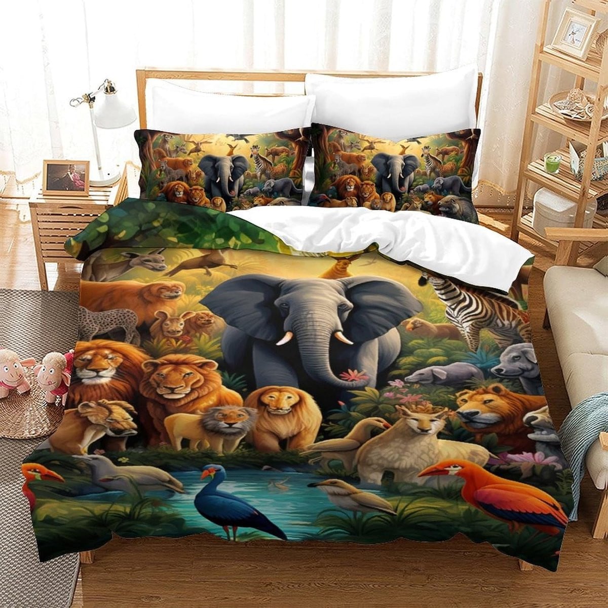 Dekbedovertrek Set met Dierenprint in Jungle Stijl, 140 x 200 cm