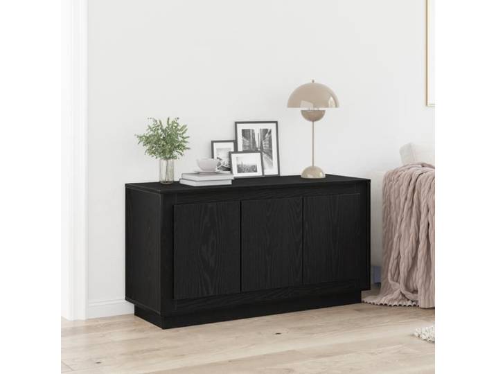 Buffet-Meuble de rangement Bois Noir 102x35x55 cm Bois D'ingénierie