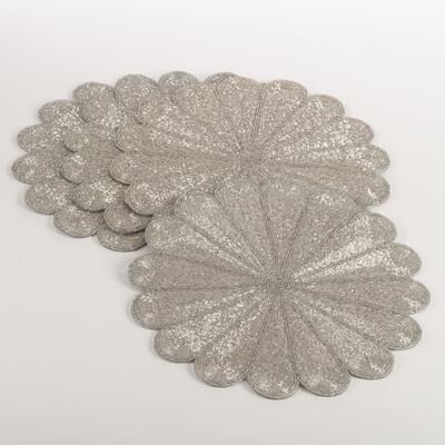 Saro Lifestyle Beaded Placemats With Flower Design (Set of 4)