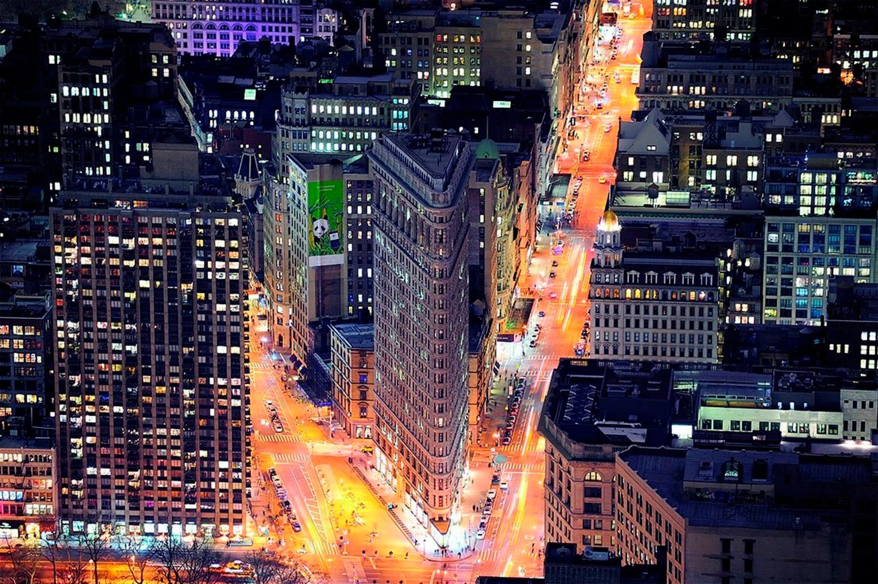 Fototapete PAPERMOON "Flat Iron Building", bunt, B:5m L:2,8m, Vlies, Tapeten, Fototapete bunt B/L: 5m x 2,8m, Bahnen: 10 Stk.