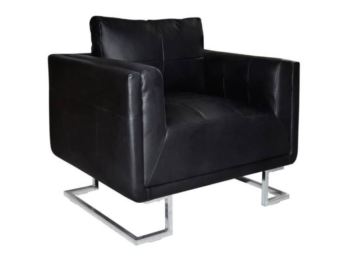 Fauteuil cube VIDAXL Noir Similicuir - Design contemporain - Avec accoudoirs - Montage à monter soi-même