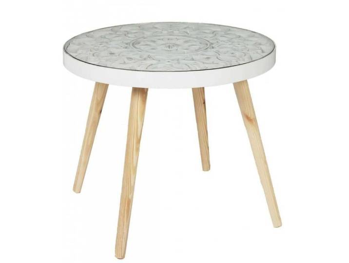 Table Basse - HOME DECO FACTORY - Arabesque - Beige et Blanc
