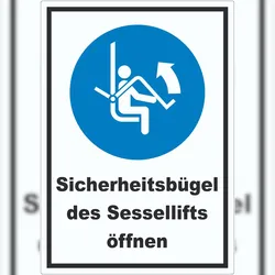 HB-Druck Sicherheitsbügel des Sessellifts öffnen Aufkleber A0 (841x1189mm)