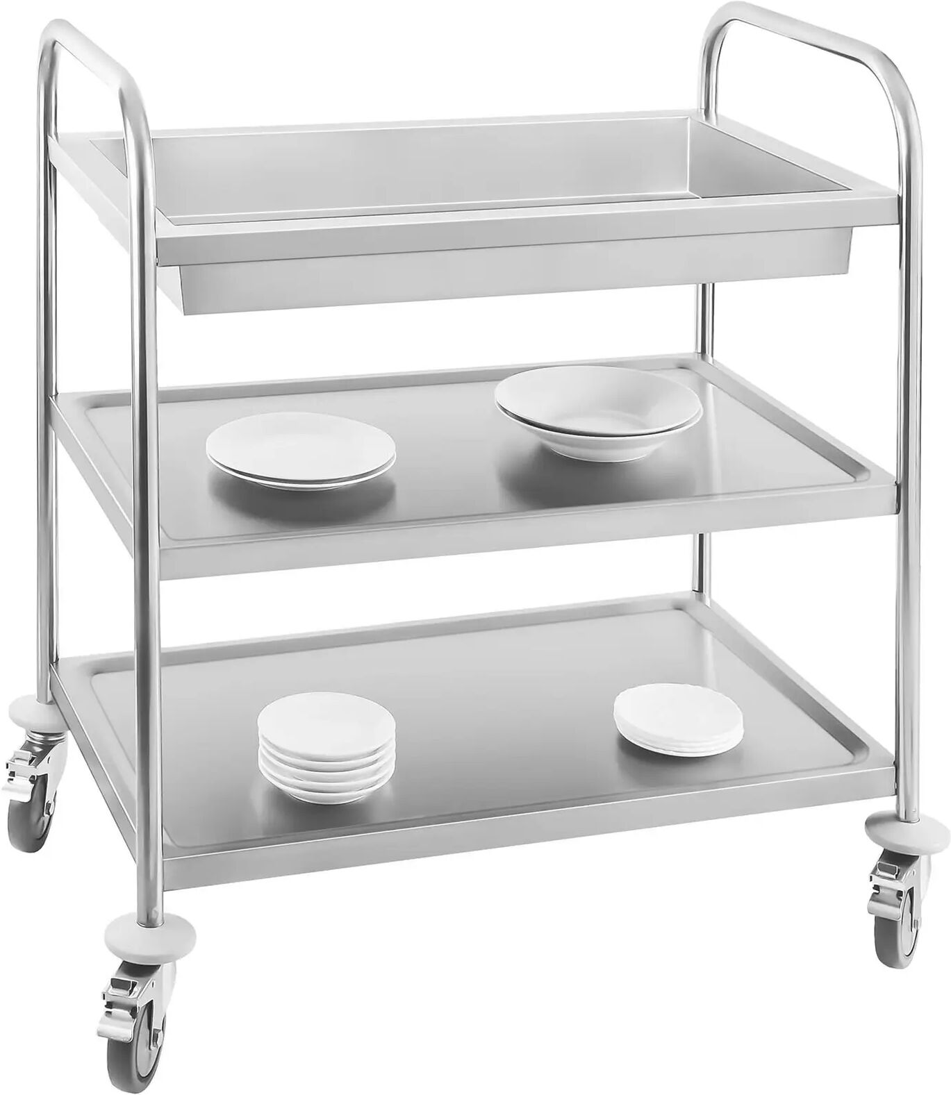 Royal Catering Carrello inox - 2 Mensole - portaposate RCGW 1
