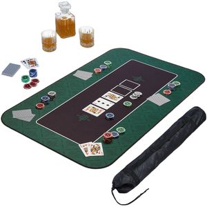 Relaxdays Pokermatte 10034233, 100 x 60 cm, rechteckig, 8 Spieler, grün, mit Schutzhülle