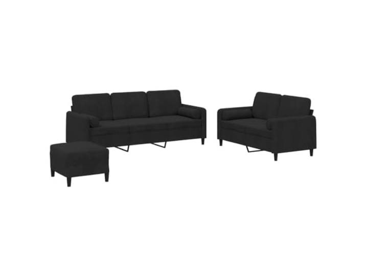 GHVBNMF 3-tlg. Sofagarnitur mit Hocker Samt 2 & 3 Sitzer Schwarz Elegantes Polstermöbel Set aus weichem Samt mit 2-Sitzer, 3-Sitzer und Fußhocker für das moderne Wohnzimmer.