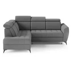 ECKSCHLAFSOFA Aurora II mit verstellbare Kopfstützen, Grau, links