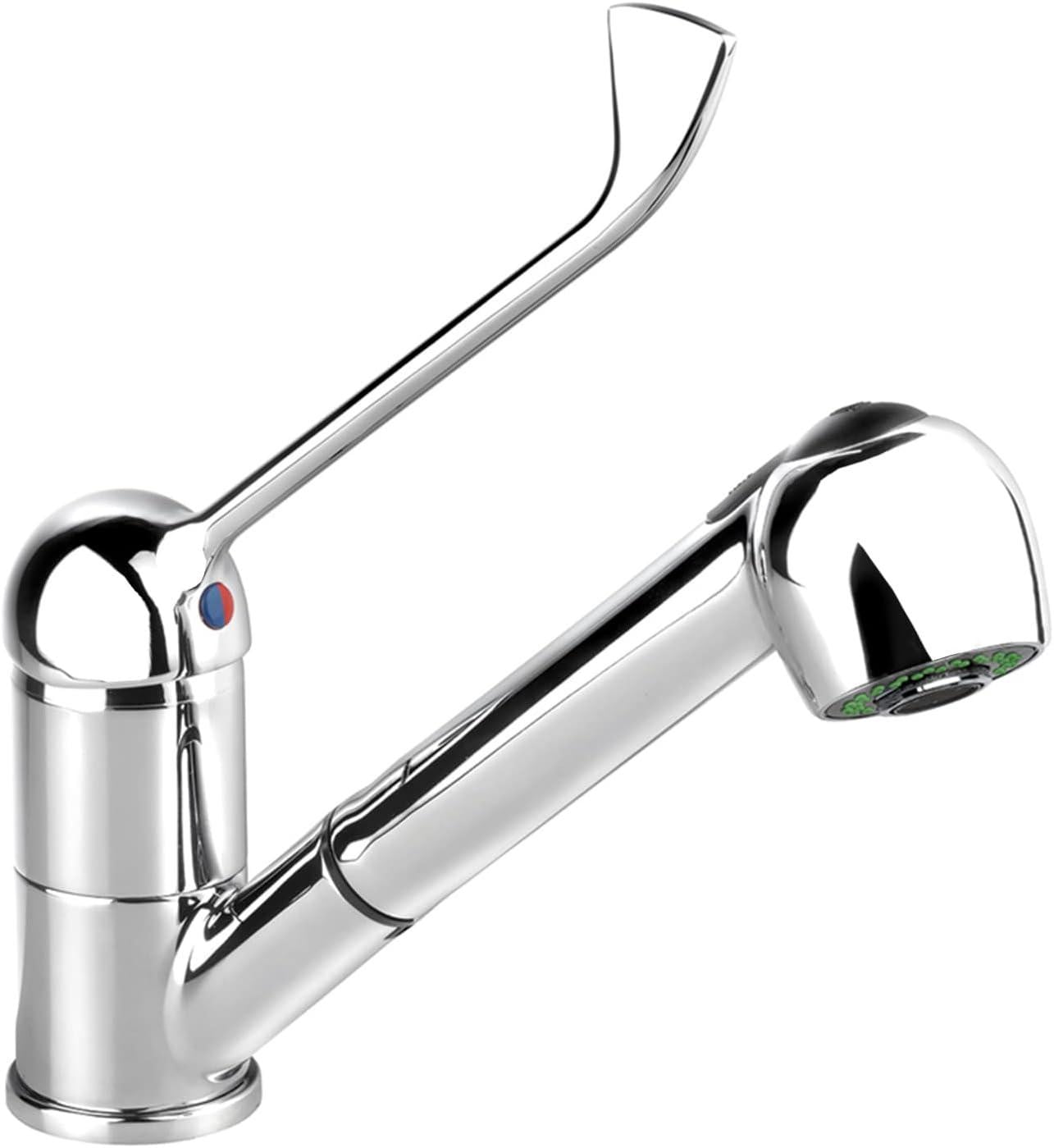 Keukenmengkraan met afneembare douche en één hendel voor keuken en badkamer