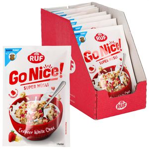 RUF Müsli GoNice Erdbeer White Choc, je 50 g, 8 Portionsbeutel
