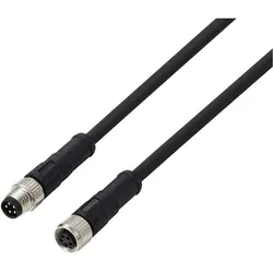 Tru Components TC-13752012 Anschlussleitung M8 x 1 Stecker, gerade, Buchse, gera, Elektronikkabel + Stecker, Schwarz