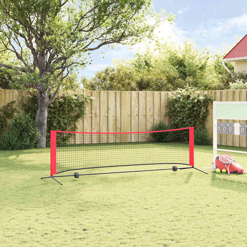 vidaXL Filet de tennis Noir et Rouge 301 x 90,5 x 87 cm Polyester