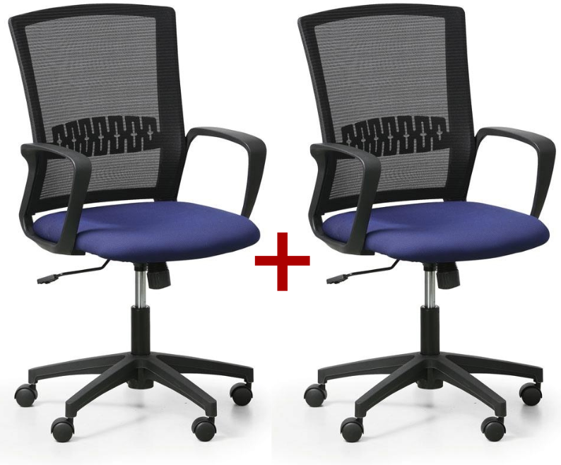 B2B Partner Bürostuhl, Schreibtischstuhl mit Netzrücken ROY 1+1 GRATIS, blau