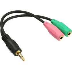 INLINE Audio Adapterkabel, 3,5mm Klinke St/2x3,5mm Klinke Bu 4pol, an 2x 3,5mm Klinke Buchse, 0,15m