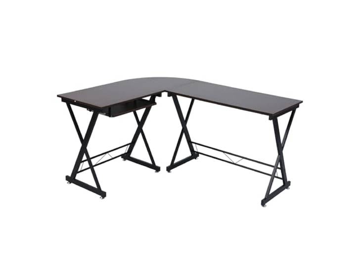 SVITA Eckhart Eckschreibtisch Gaming Tisch 150 x 120 cm Schwarze Metall-Beine Computertisch Bürotisch Arbeitstisch PC Tisch Schreibtisch Platzsparend Eck Tisch Nussbaum-Optik