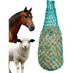 VEVOR Heunetze, 4er-Pack, 0,9 m Ausziehlänge, 38x38 mm Maschenweite, Heusack PE-Material, mit vier Karabinerhaken, zum langsamen Aufhängen & Fressen von Heu für Pferde, Schafe, Rinder, Alpakas usw.