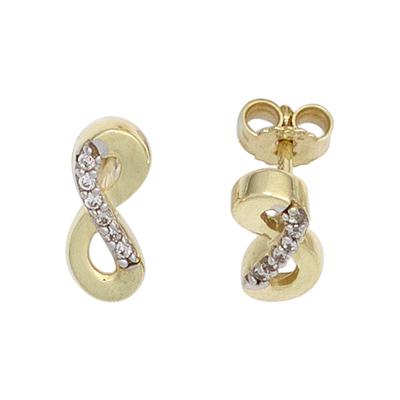Paar Ohrstecker JOBO "Ohrringe Unendlichkeit", gold (gelbgold 333), Ohrringe, Damen, Gelbgold 333, 333 Gold mit 12 Zirkonia