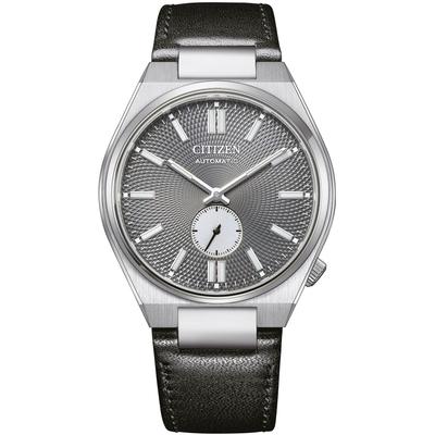 Automatikuhr CITIZEN "Tsuyosa", schwarz (schwarz, grau), Armbanduhren, Damen, silberfarben, Automatikuhr, Armbanduhr, Mechanische Uhr, Herrenuhr, Damenuhr, Lederarmband