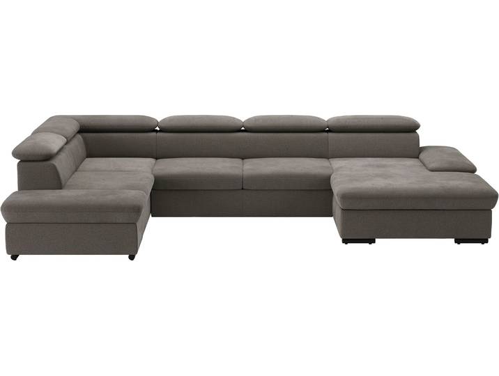 Wohnlandschaft, Braun, 349x226 cm, Polyester, Mit Kopfteilverstellung, Modern, SIT & MORE