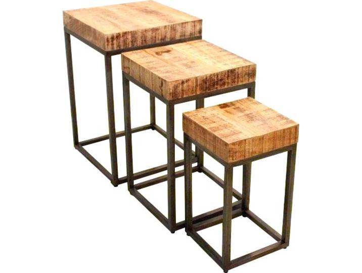 Beistelltisch PAROLI, braun (mangoholz, schwarz, mangoholz), B:40cm H:60cm T:40cm, Tische, Beistelltisch