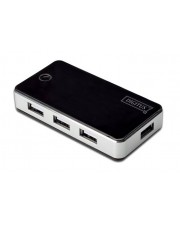 DIGITUS USB 2.0 7-Port Hub 7-port schwarz 7x A/F 1x mini,incl. Kabel A/mini 1m & ext. Netzteil 5V DC 3.5A (DA-70222)