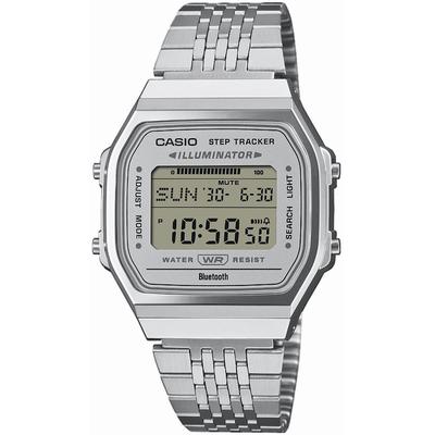 Smartwatch CASIO VINTAGE, silber (silberfarben, silberfarben, grau, silberfarben), Smartwatches, Smartwatch, Armbanduhr, Damen, Herren, Bluetooth, LED Light, Step Tracker, digital