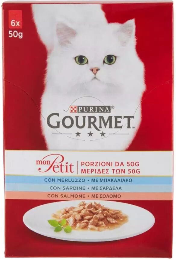 Purina GOURMET MON PETIT MERL/SARD/SALMONE 6X50GR