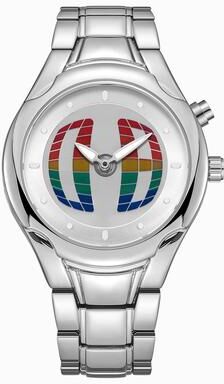 Fashion Sheath Men's Dual Display Watch Retro Futuristic Waterproof Quartz Wristwatch round Silver White