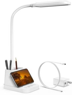 Value Selection 23 Inch LED Desk Lamp With USB Charging, Gooseneck Study Light And Organizer white