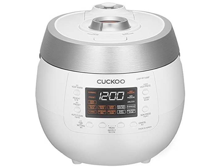CUCKOO CRP-RT1008F Digitaler Dampfdruck Reiskocher TWIN PRESSURE 1150 Watt 1,8 Liter 10 Tassen, Weiß