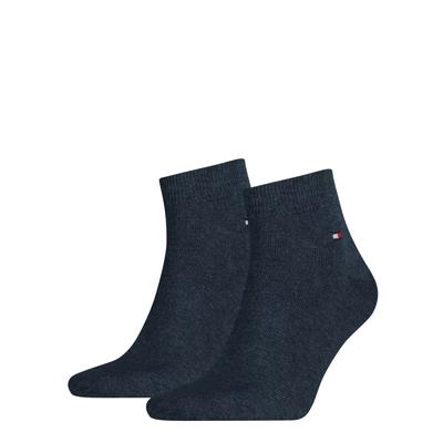 Kurzsocken TOMMY HILFIGER "TH MEN QUARTER 2P", Herren, Gr. 47-49, jeans, Baumwollmischung, normal, Socken, weicher, elastischer Rippenbund, klassisches Tommy Hilfiger Logo