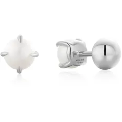 ANIA HAIE - BARBELL EARRINGS - Pearl - silver
