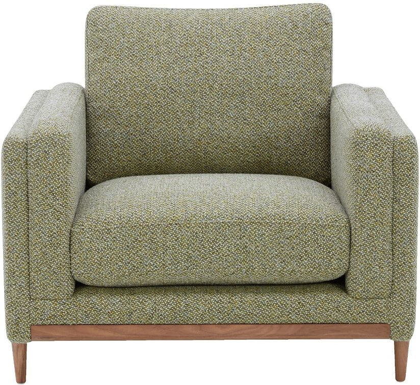 Habitat Fauteuil en tissu texturé et bois - vert lichen Vert 101x92x96cm