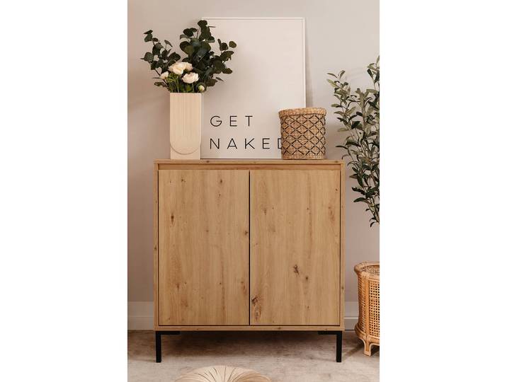 Kommode mit Türen 81 x 87 x 40cm Braun/Eiche Dekor