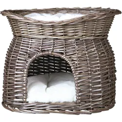 TRIXIE Korbhöhle mit Liegedach, Weide, 54 × 43 × 37 cm, grau
